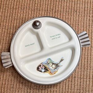 Vintage Bird-Themed Divided Plate w/ Hot Water Option 7.5in diameter NWOT